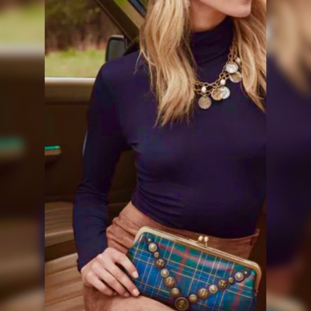 Patricia Nash Potenaz Clutch Green Blue Plaid - Picture 3 of 7